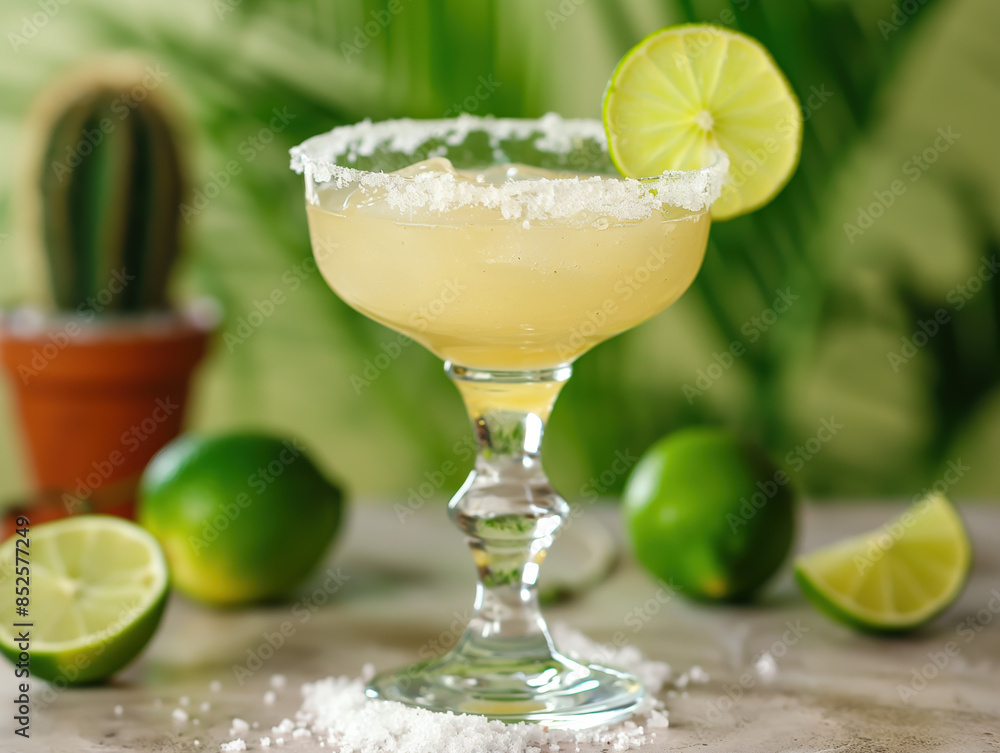 Refreshing Margarita Cocktail with Lime and Salt Rim in a Tropical Setting
Refreshing Margarita Cocktail with Lime and Salt Rim in a Tropical Setting