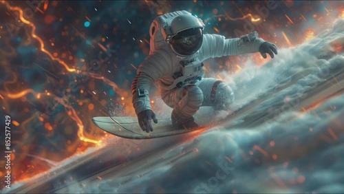 background video of astronauts surfing in space, moving images of astronauts