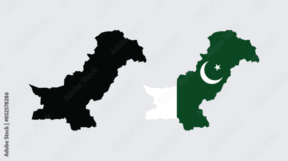 Vector Pakistan Map. Map of Pakistan with national Flag. Stock Vector ...