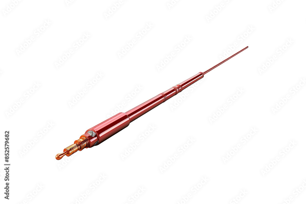 A Crimson Rod of Precision: A Telescopic Tool for Fine Work on a Clear PNG or White Background. A Crimson Rod of Precision: A Telescopic Tool for Fine Work on a Clear PNG or White Background.