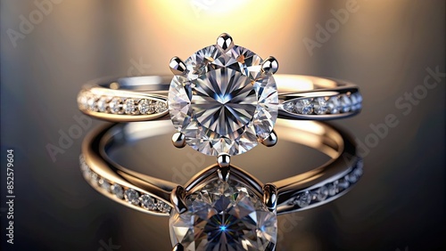 Sparkling Diamond Ring on a Reflective Surface