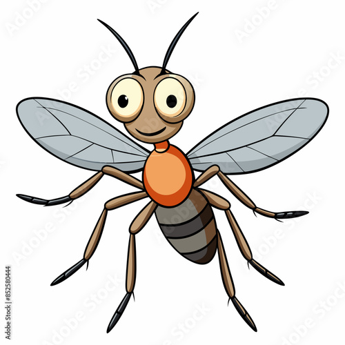 A Cartoon vector illustration of a mosquito 
