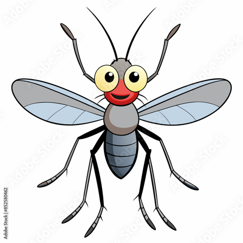 A Cartoon vector illustration of a mosquito 
