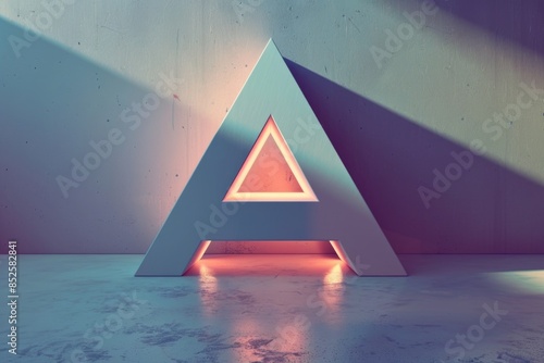 A triangle-shaped object sits in a room, illuminated by natural light