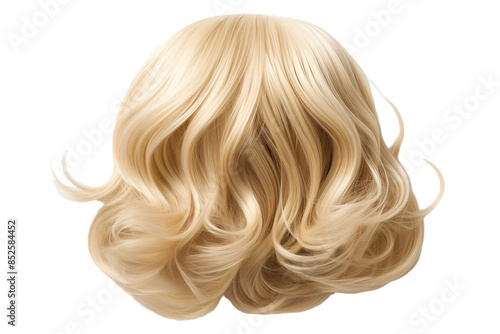 A Cascade of Blonde Waves in a White Studio on a Clear PNG or White Background.