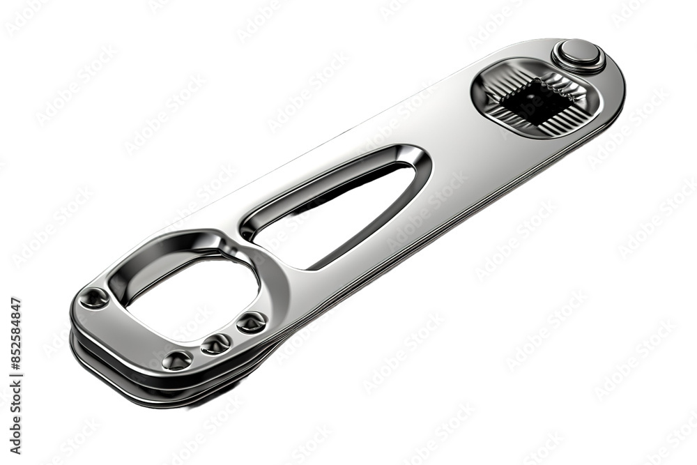 Polished Metal Tool With Intricate Design and Multiple Functions on a Clear PNG or White Background. Polished Metal Tool With Intricate Design and Multiple Functions on a Clear PNG or White Background.