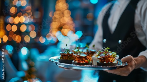 The waiter with festive tray photo