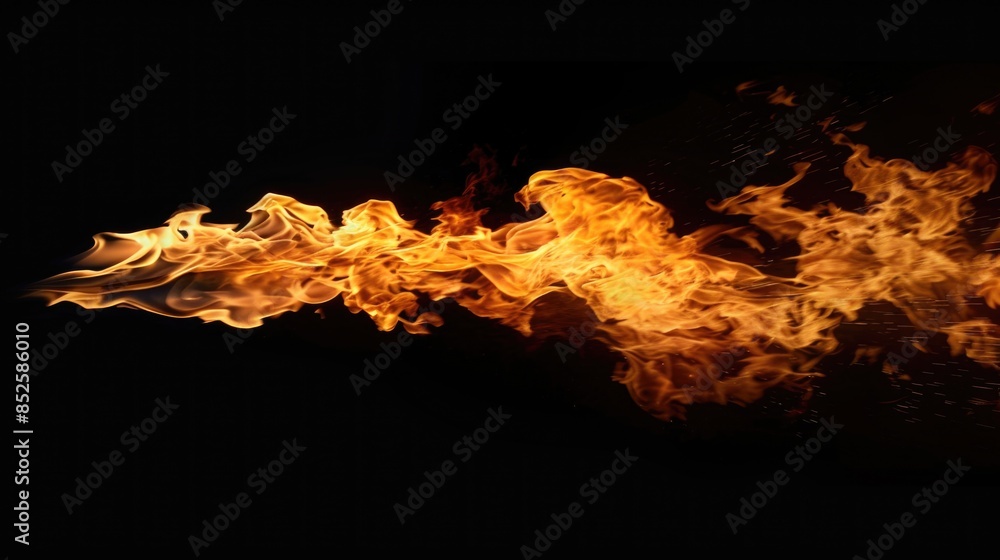 Flames burning brightly on a black surface, great for use in presentations about heat, warmth, or light Flames burning brightly on a black surface, great for use in presentations about heat, warmth, or light