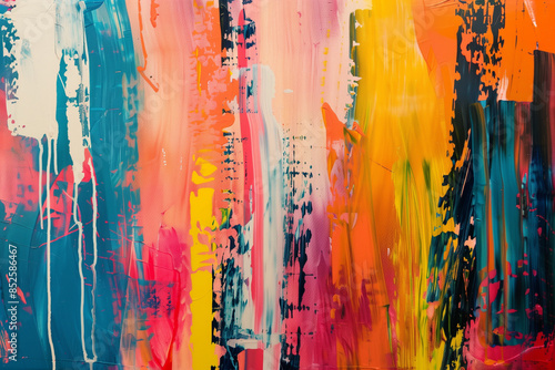 An abstract expressionist piece conveying powerful emotions through bold strokes and vibrant colors.