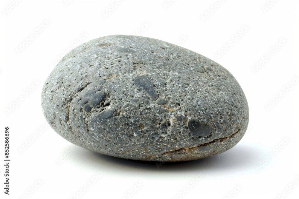 Pebble. Grey Stone Closeup on White Background, Isolated Sea Pebble Pebble. Grey Stone Closeup on White Background, Isolated Sea Pebble