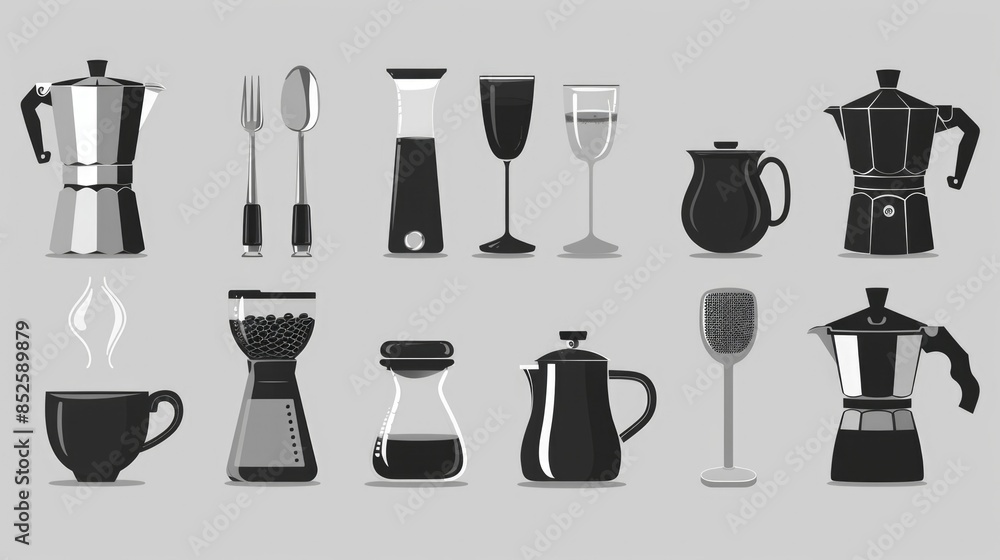 Coffee makers in different shapes and sizes, with various features and designs Coffee makers in different shapes and sizes, with various features and designs