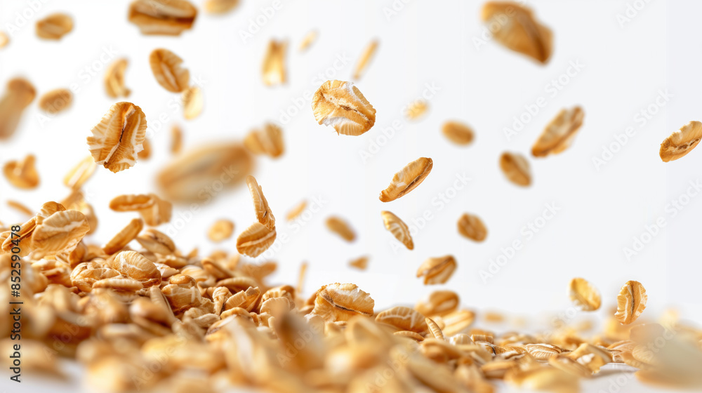 3D Render of Oats Levitating with Sheet, White Background 3D Render of Oats Levitating with Sheet, White Background
