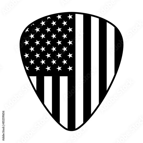 Guitar pick with American Flag svg cut file. Isolated vector illustration.