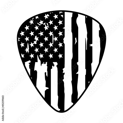 Guitar pick with American Flag svg cut file. Isolated vector illustration.