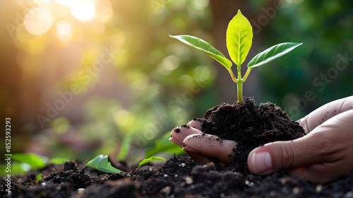 Wallpaper Mural Hand hold Small Plant seeding growing. Business growth success concept Torontodigital.ca