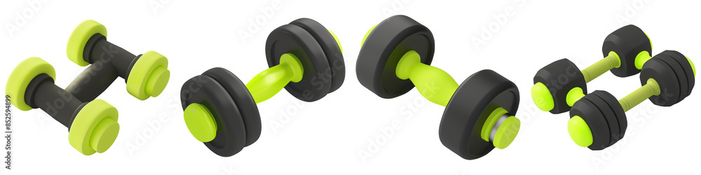 Set of Hand Weights Lime Green Color Fitness concept for fitness presentations ,ui app icon , isolated on transparent png background. Generative ai Set of Hand Weights Lime Green Color Fitness concept for fitness presentations ,ui app icon , isolated on transparent png background. Generative ai