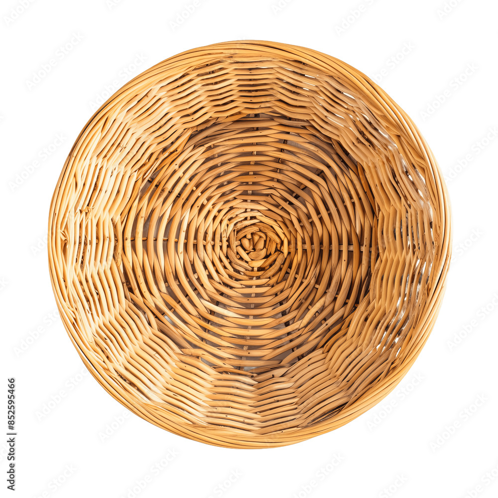 Empty wicker basket top view Isolated on transparent background Empty wicker basket top view Isolated on transparent background