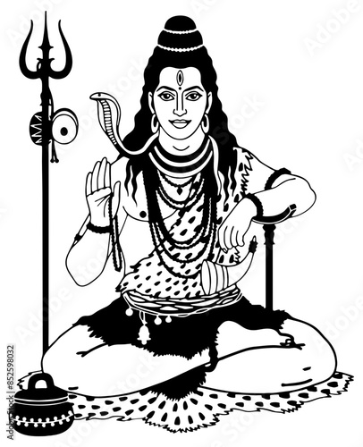 Lord Shiva meditating and giving blessing