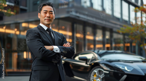 Wallpaper Mural Senior Asian Man Wealthy Business person with supercar in background Torontodigital.ca