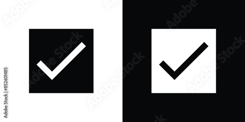 Check mark icon. Tick symbol in square vector