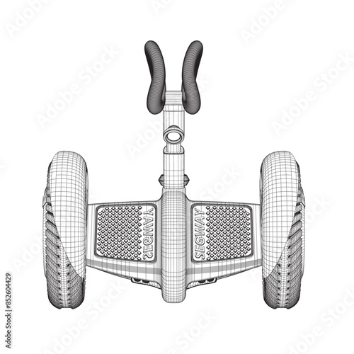 Contour Gyroscooter vector illustration. Cartoon isolated personal electric smart transport, modern eco vehicle with battery and two wheels for city ride and mobility. 3D.