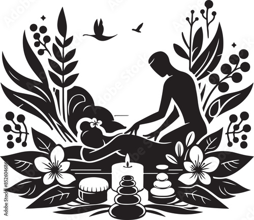 massage icon silhouette vector art illustration