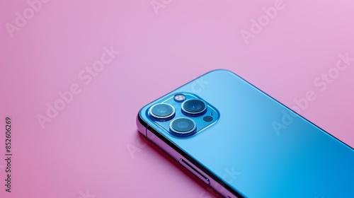 The blue smartphone on pink