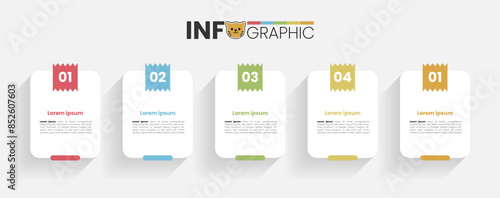 Vector Infographic design with 5 options. Infographics for business concept. Can be used for presentations banner, workflow layout, process diagram, flow chart, info graph