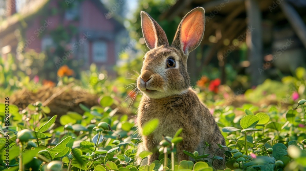 Curious Bunny in a Lush Garden Curious Bunny in a Lush Garden