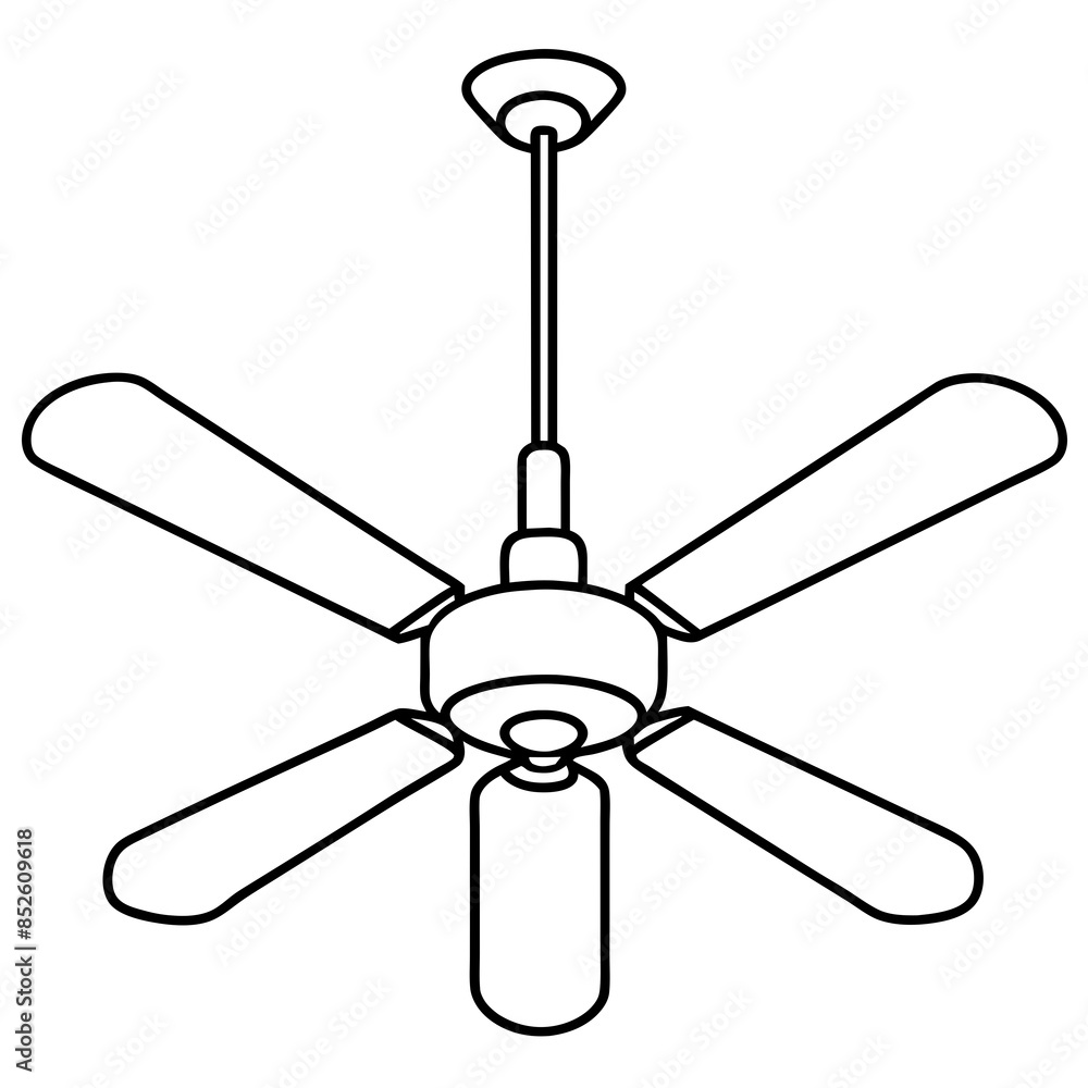 Black and white electric ceiling fan illustration, serving as a visual representation of an air fan. Black and white electric ceiling fan illustration, serving as a visual representation of an air fan.