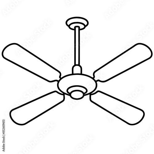 Black and white electric ceiling fan illustration, serving as a visual representation of an air fan.