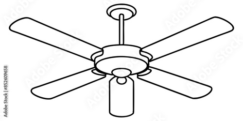 Black and white electric ceiling fan illustration, serving as a visual representation of an air fan.