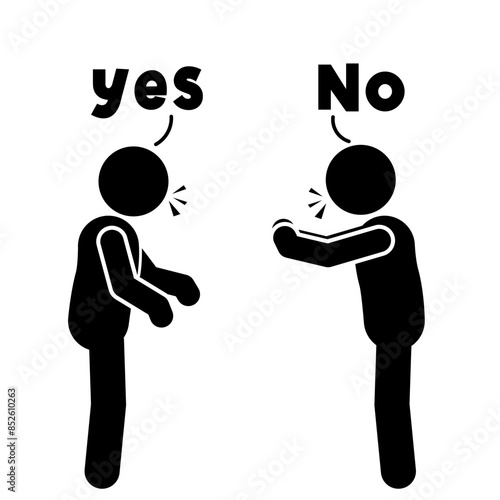 stick figure flat character illustration and stickman debate, yes or no