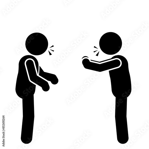 illustration of flat characters of stick figure and stickman arguing