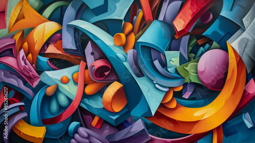 Wallpaper Mural mesmerizing, canvas, showing, everyday, items, transforming, abstract, figures, vivid, colors, capturing, essence, surreal, artistry, art, concept, artwork, painting, creative, artistic, imagination,  Torontodigital.ca
