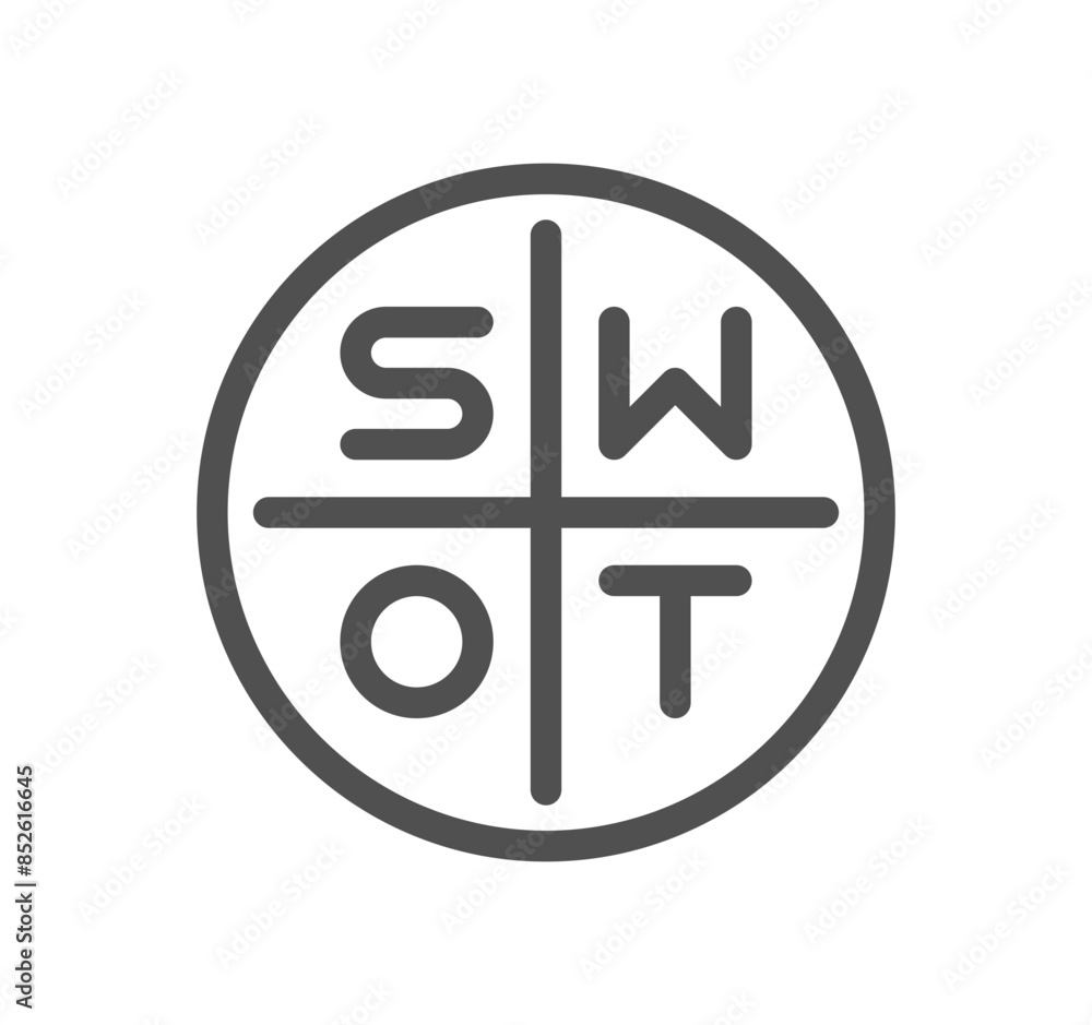 Swot analysis related icon outline and linear vector.
Swot analysis related icon outline and linear vector.