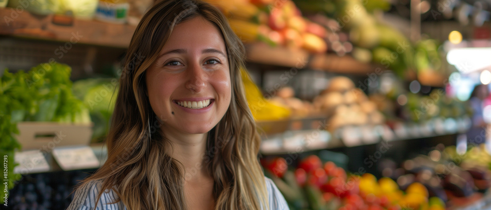 Vibrant market scene with people carefully selecting fresh, organic vegetables, ensuring a colorful and nutritious feast for a healthy lifestyle Vibrant market scene with people carefully selecting fresh, organic vegetables, ensuring a colorful and nutritious feast for a healthy lifestyle