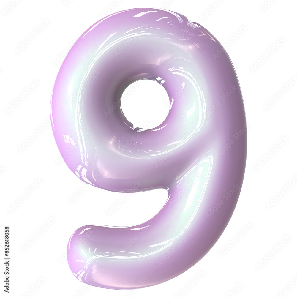 9 Number Pink Color 3D Render 9 Number Pink Color 3D Render