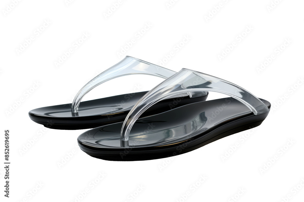 Transparent Thong Sandals With Black Soles on a White Background on a Clear PNG or White Background. Transparent Thong Sandals With Black Soles on a White Background on a Clear PNG or White Background.