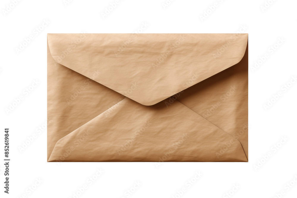 A Simple Brown Envelope Awaiting Its Journey on a Clear PNG or White Background.