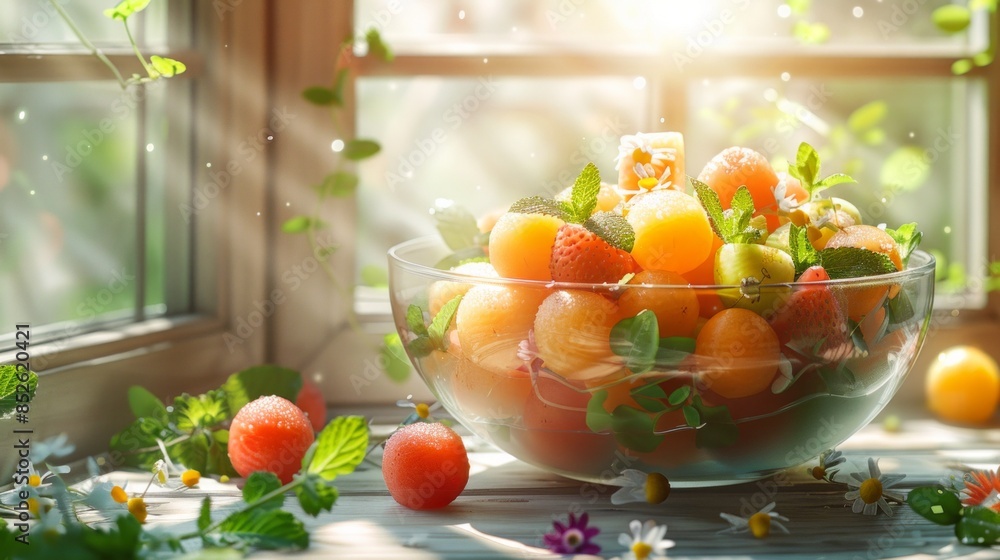 Summer Fruit Salad with Mint and Daisies Summer Fruit Salad with Mint and Daisies