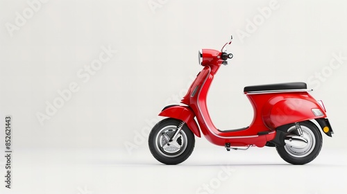 red retro scooter motorbike isolated on white