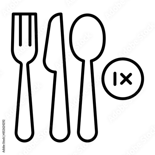 Disposable cutlery icon. outline icon