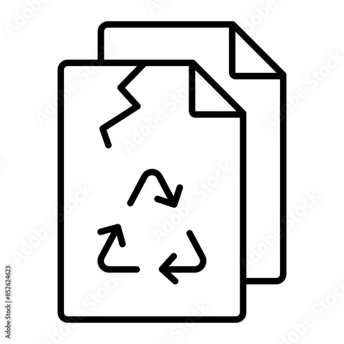 recycled paper icon. outline icon