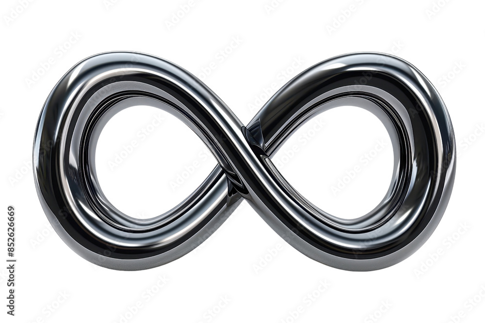 Shiny metallic infinity symbol, 3D rendering. Modern design representing boundlessness, continuity, and endless possibilities. Shiny metallic infinity symbol, 3D rendering. Modern design representing boundlessness, continuity, and endless possibilities.