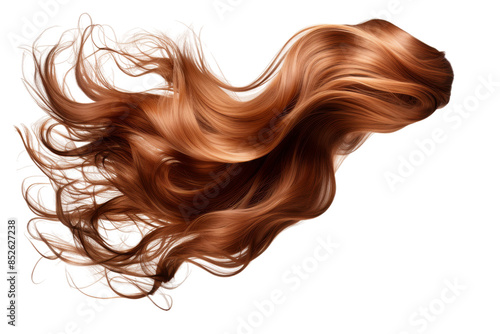Flowing Auburn Locks in a Whirlwind of Beauty on a Clear PNG or White Background.