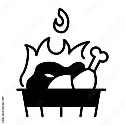 burning trash icon. black fill icon