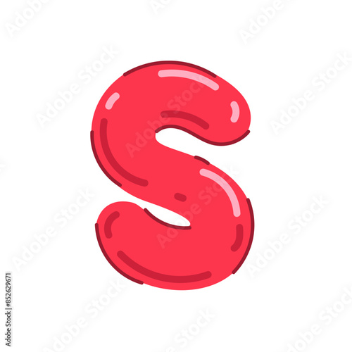 Colorful letter S vector illustration, kid font in glossy jelly bubble style, candy style alphabet S image