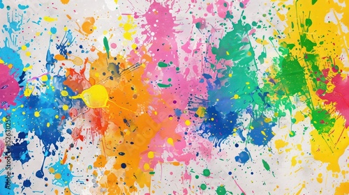 Colorful Paint Splash Isolated on White Background. Abstract Colored Splashing. Multicolor Paint Splatter