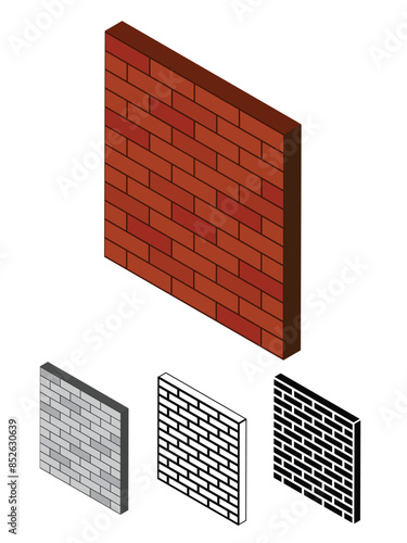 Isometric Decorative Brick Wall. Graphic resources and design elements concept vector